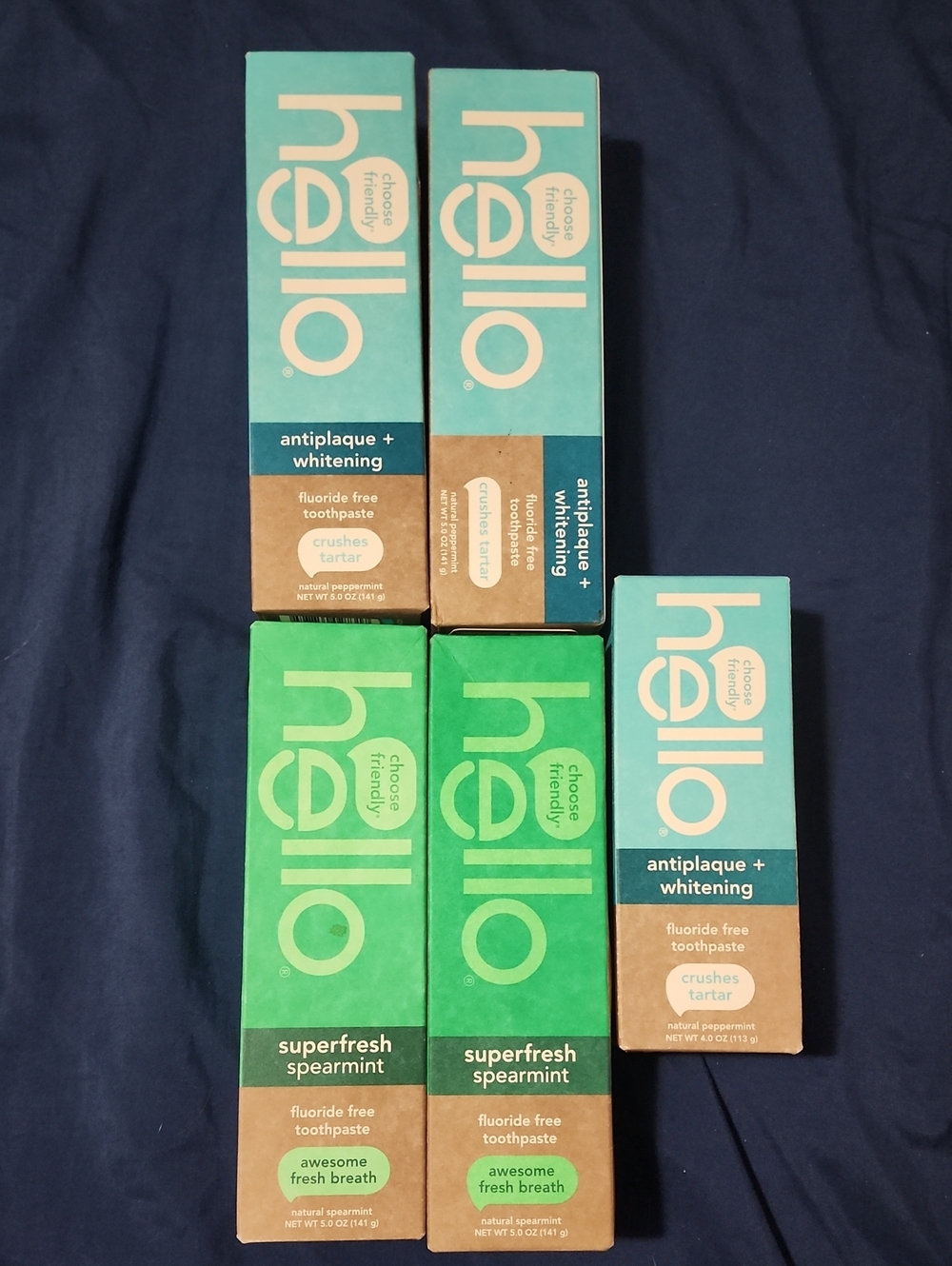 5 hello Antiplaque + Whitening Toothpaste - Mint/Green Variety